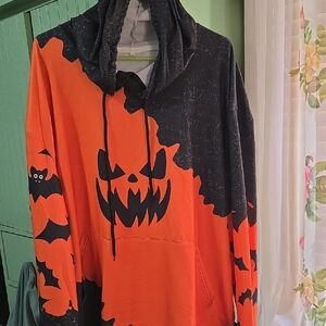 Halloween Pumpkin and Bat Hoodie 2x/3×